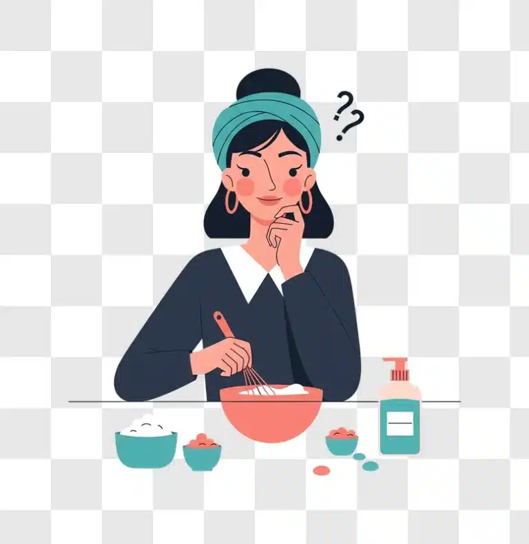 woman thinking about making something in a bowl edited