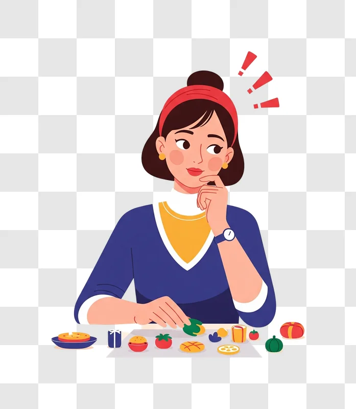 woman thoughtfully crafting small objects on a table edited