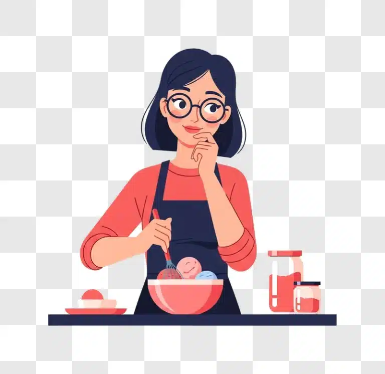 woman thoughtfully preparing food in the kitchen edited