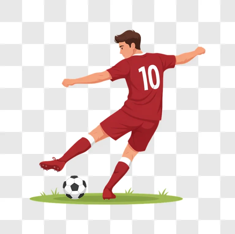 young soccer player kicking ball in action edited