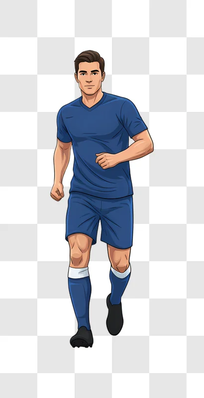 young soccer player running in blue uniform edited