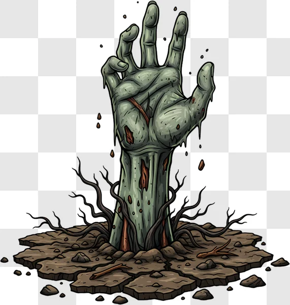 zombie hand emerging from the ground edited