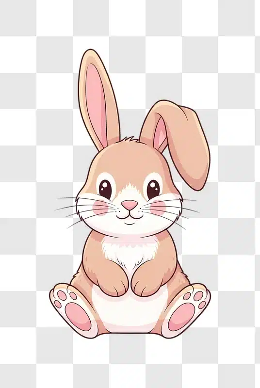 adorable cartoon bunny sitting portrait edited