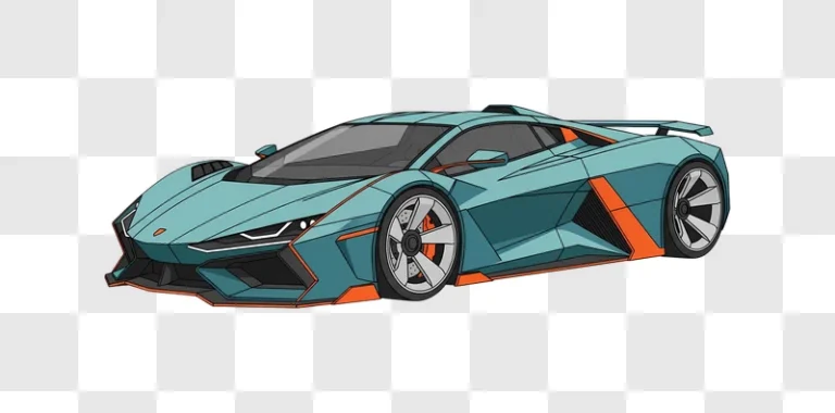 angular teal sports car illustration on white edited