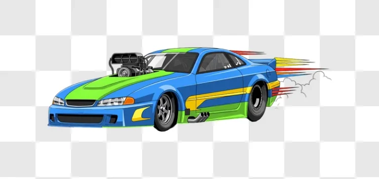 animated blue green drag car with speed streaks edited