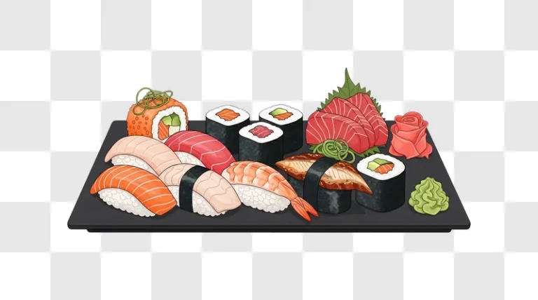 assortment of sushi and sashimi platter edited