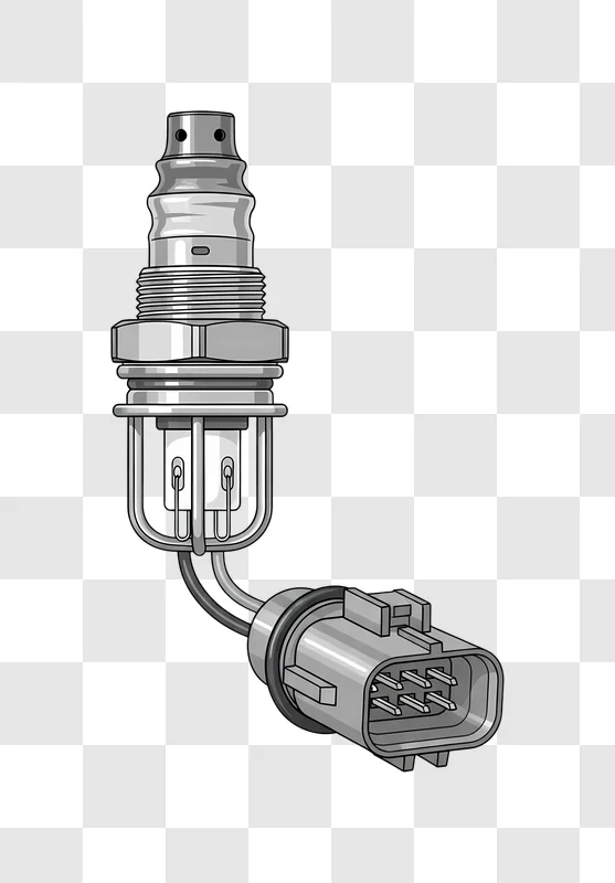 automotive oxygen sensor illustration on grey background edited