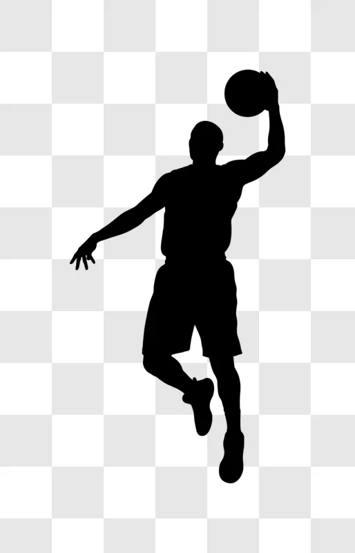basketball player silhouette jumping isolated edited