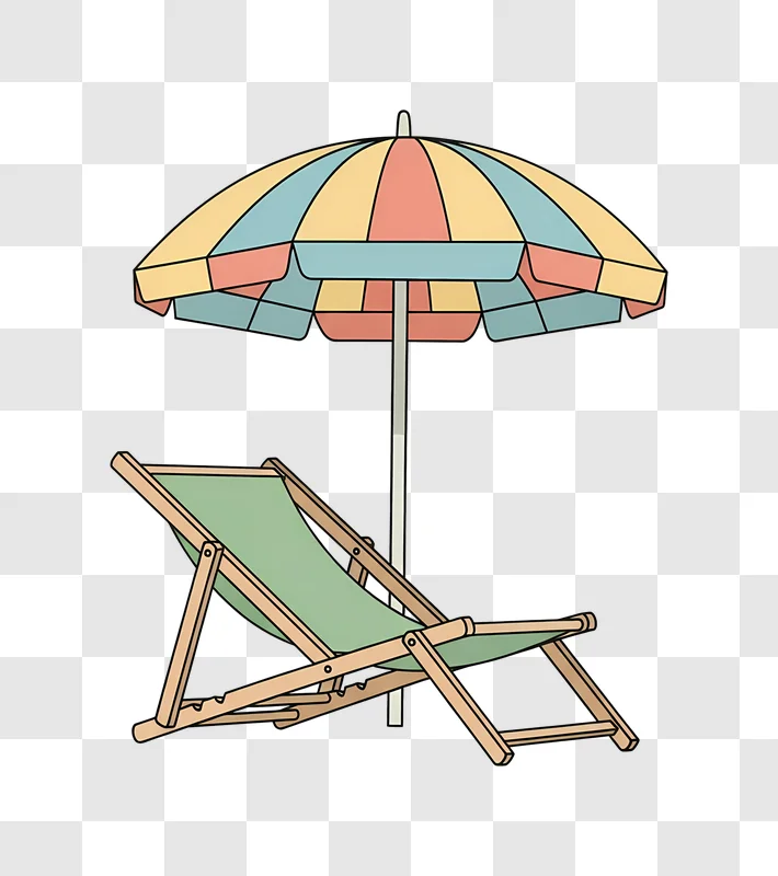 beach chair and umbrella outdoor scene edited