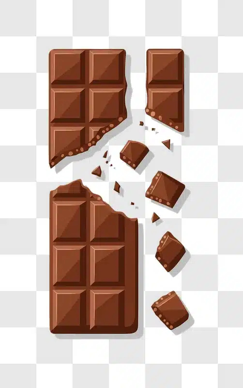 bitten broken chocolate bar pieces illustration edited