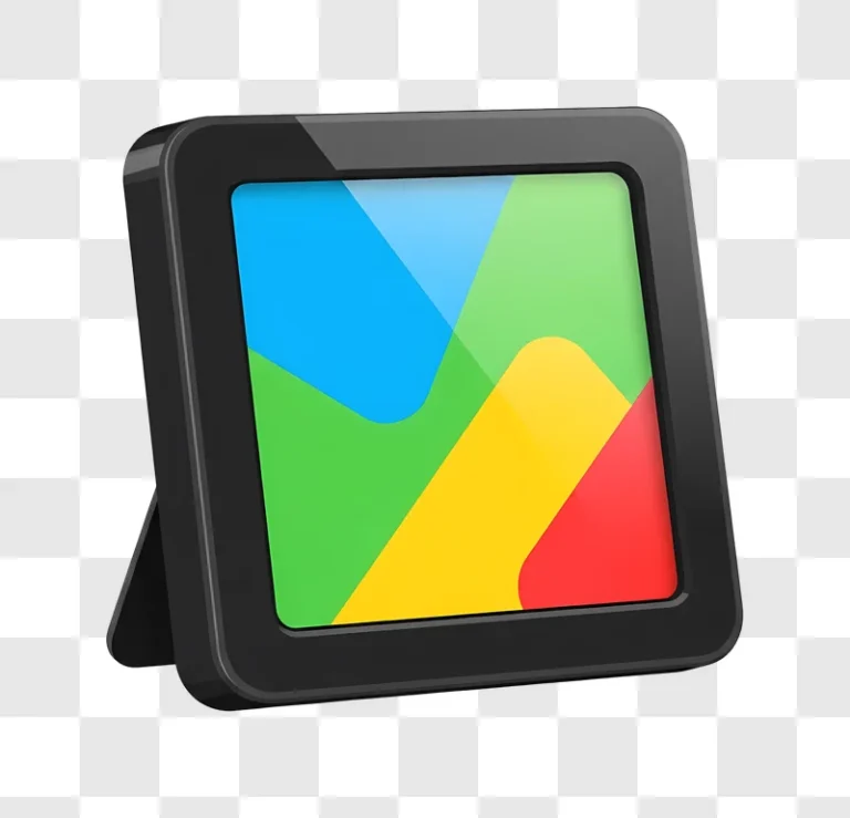 black digital frame with colorful abstract screen edited