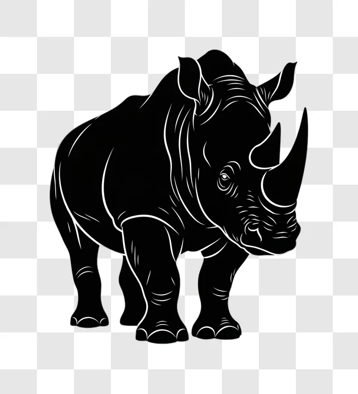 black rhinoceros silhouette with white outline edited