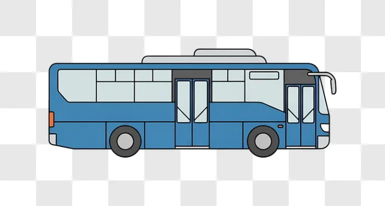 blue cartoon bus side view transparent background edited