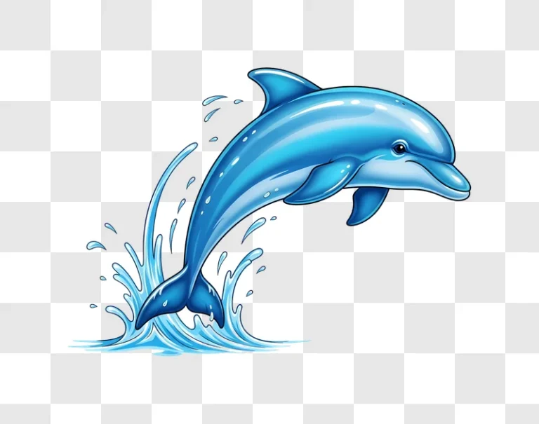 blue cartoon dolphin jumping out of water edited