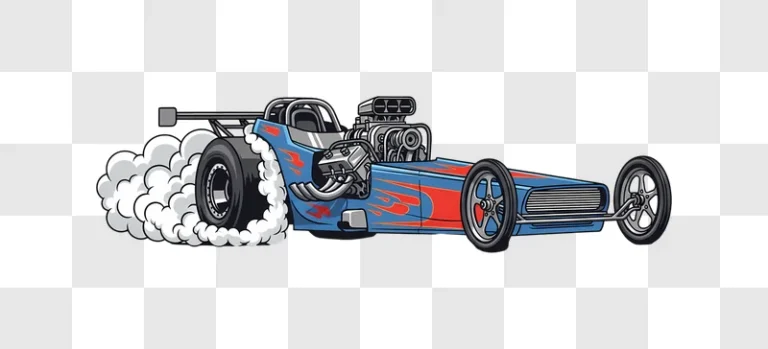 blue flame dragster burnout illustration edited
