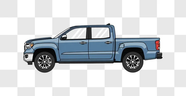 blue pickup truck side profile illustration edited