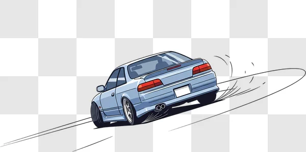 blue sports car drifting with tire smoke edited