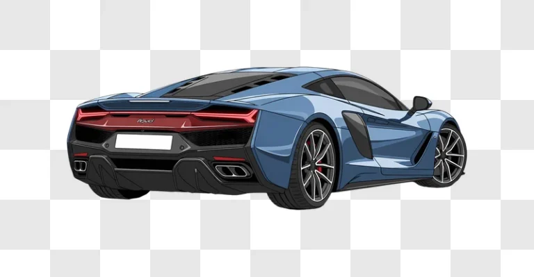 blue sports car rear view illustration edited