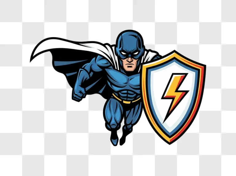 blue superhero flying with lightning shield edited