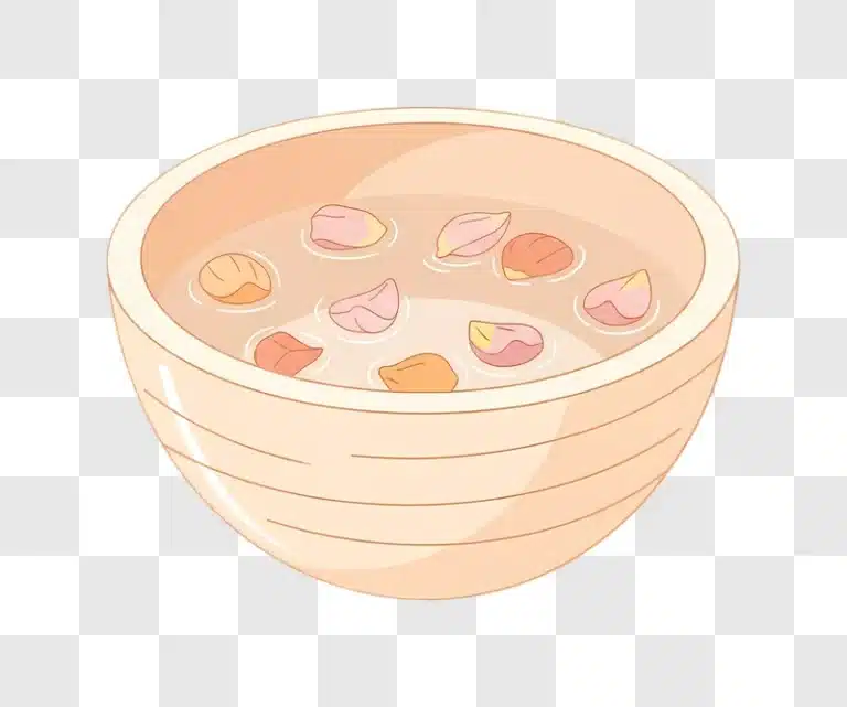 bowl with floating pastel flower petals edited