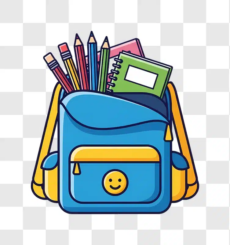 bright blue backpack full of school supplies edited