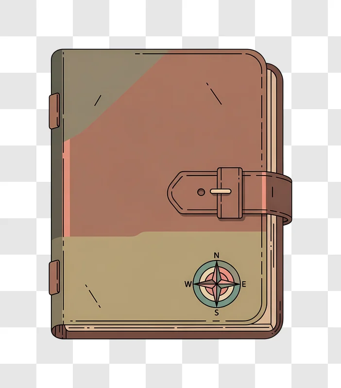 brown journal with compass and buckle edited
