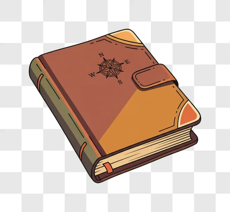 brown leather journal with compass design edited