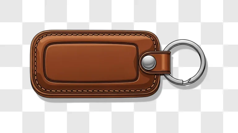 brown leather key fob with metal ring edited