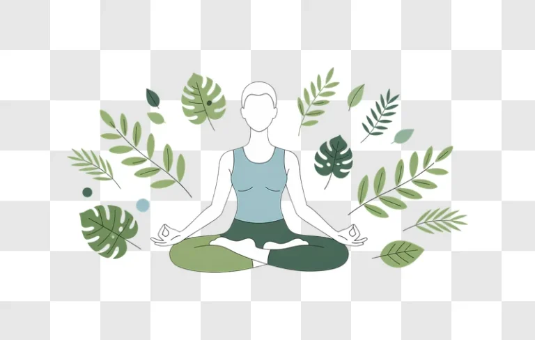 calm person meditating amidst green foliage edited