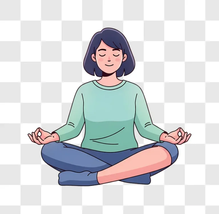 calm woman meditating in lotus pose illustration edited