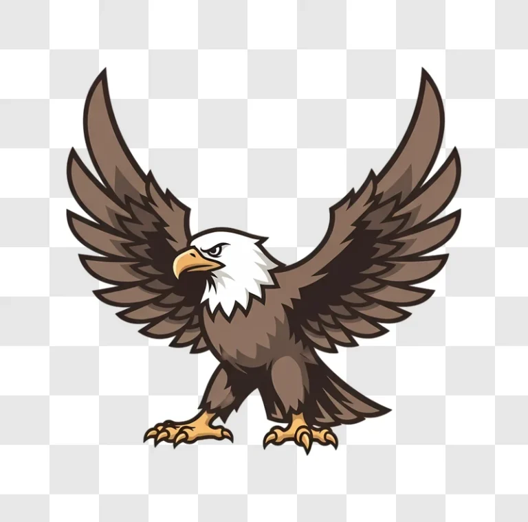 cartoon bald eagle with wings outstretched edited