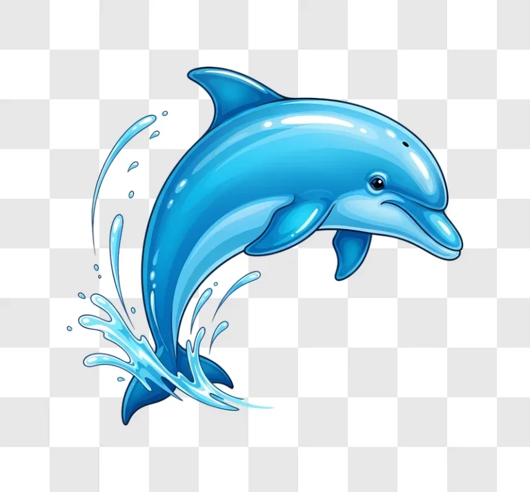 cartoon blue dolphin splashing in ocean edited