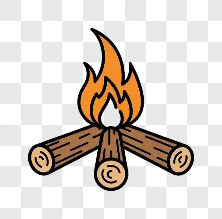 cartoon campfire with burning logs edited