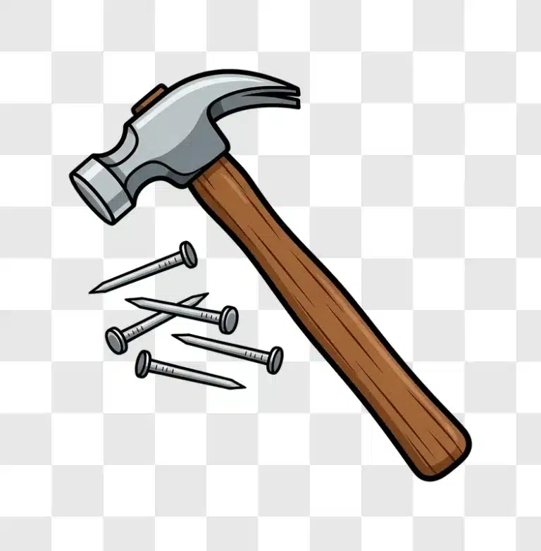 cartoon claw hammer with nails edited