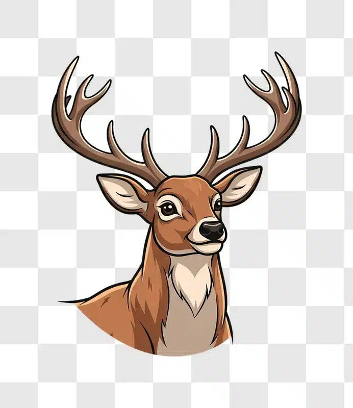 cartoon deer head with large antlers edited