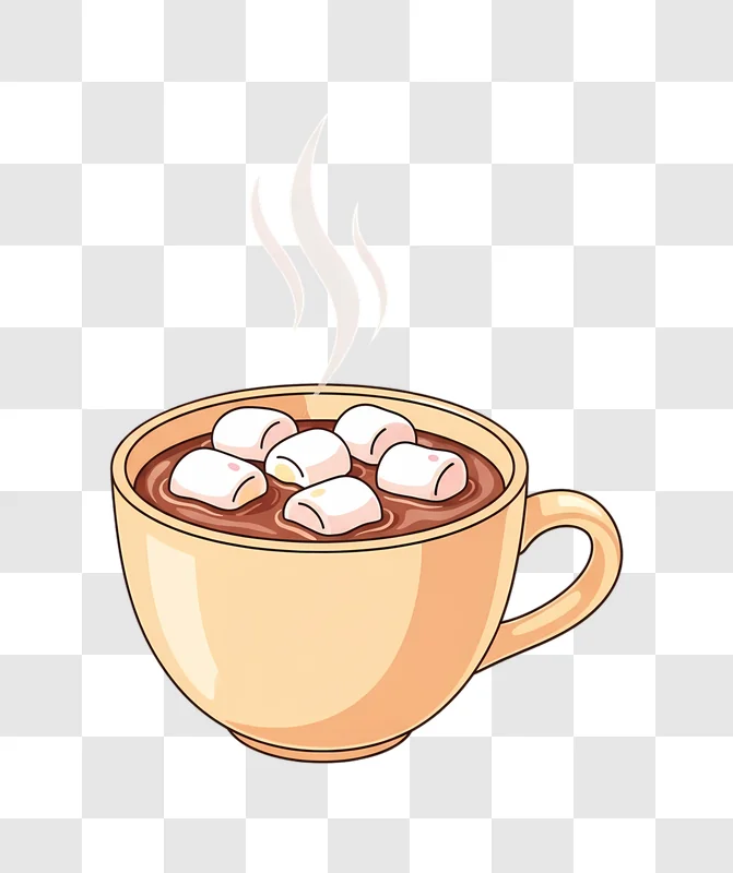 cartoon hot chocolate with marshmallows in mug edited