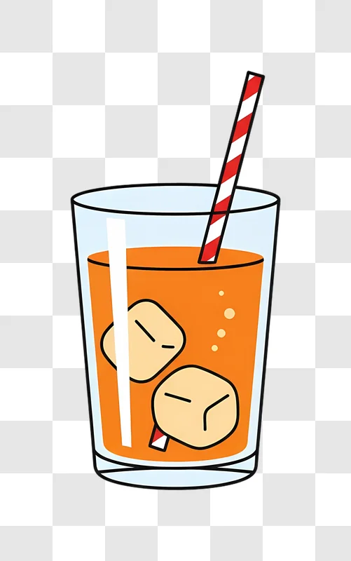 cartoon iced orange drink with striped straw edited