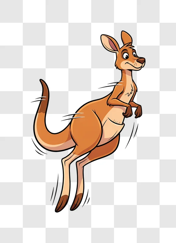 cartoon kangaroo hopping with speed lines isolated edited