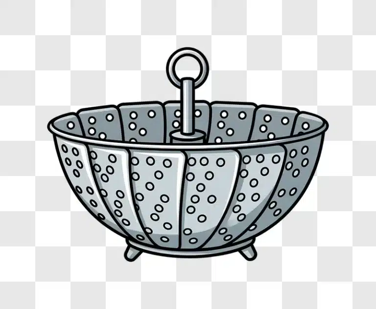 cartoon metal steamer basket black background edited