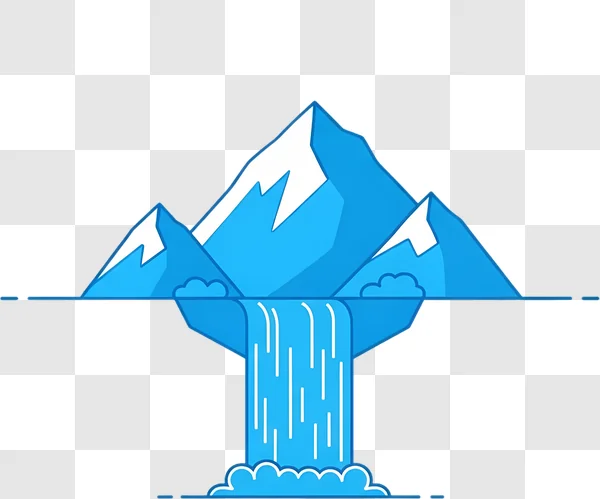 cartoon mountains with waterfall and splash edited