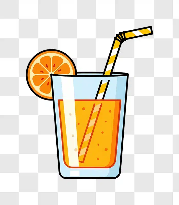 cartoon orange juice with straw and slice edited