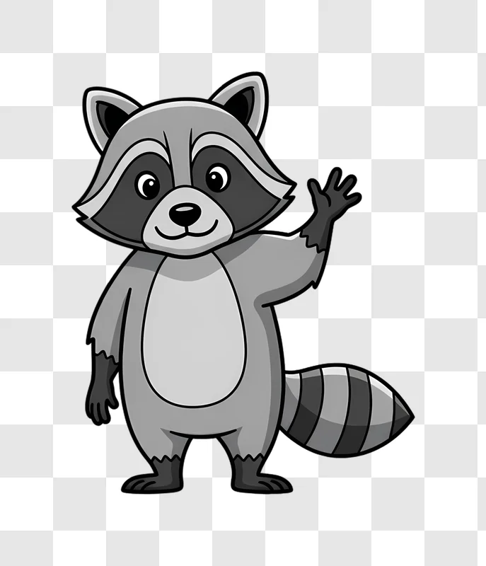 cartoon raccoon waving with happy smile edited