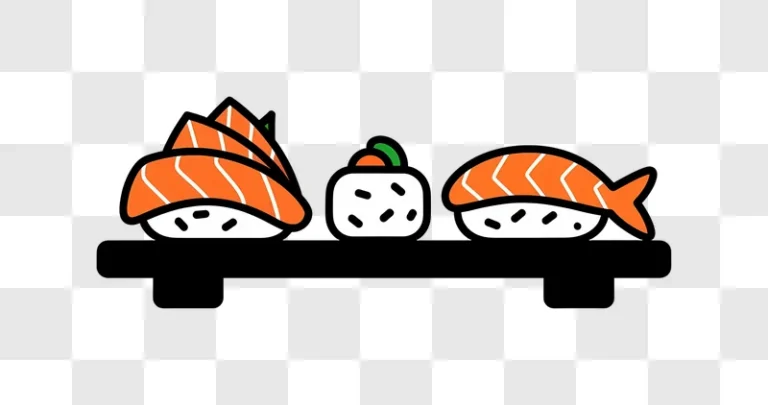 cartoon salmon nigiri and maki on black edited