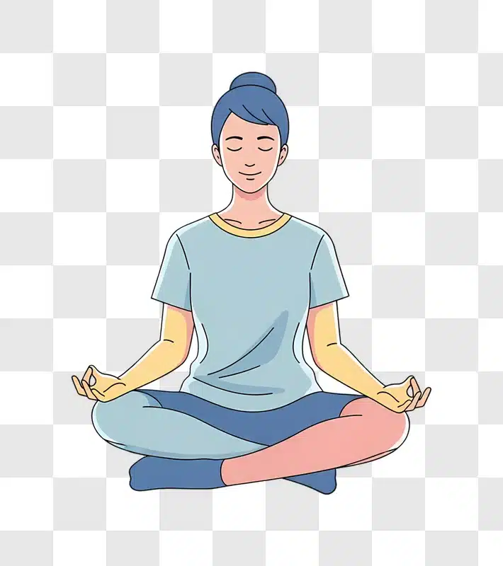 cartoon woman meditating in lotus pose edited