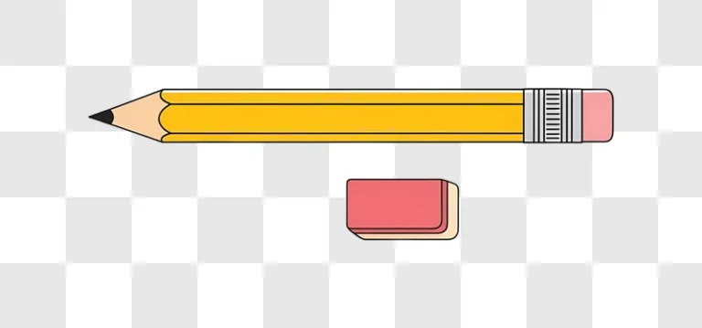 cartoon yellow pencil and pink eraser edited