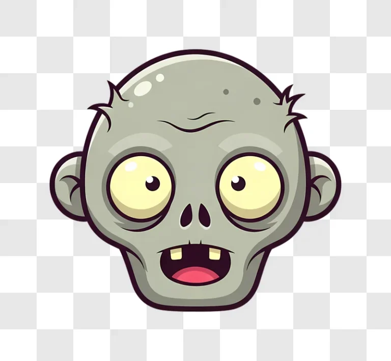 cartoon zombie head with big eyes and open mouth edited