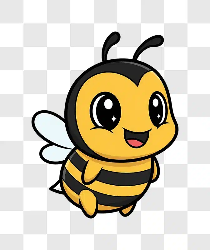 chibi honey bee smiling on transparent background edited