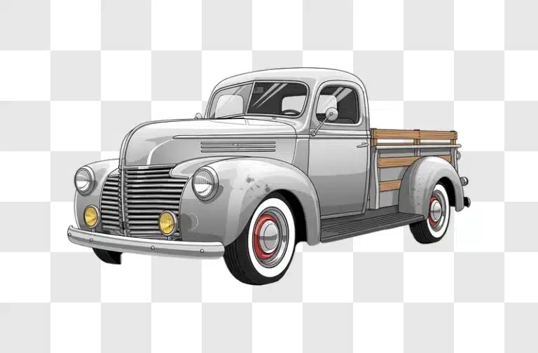 classic grey pickup truck vector art isolated edited