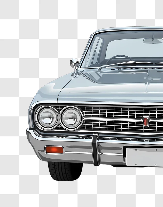 classic light blue car front view isolated edited