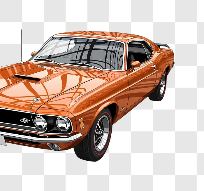 classic orange muscle car vector art isolated edited